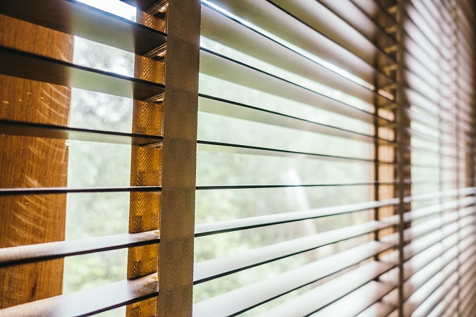 venetian blinds in living room